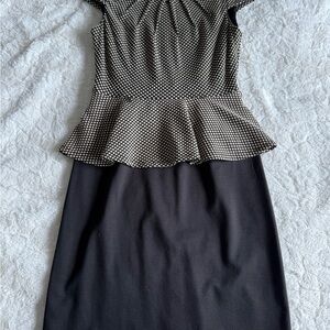Elegant Black and White Peplum Dress